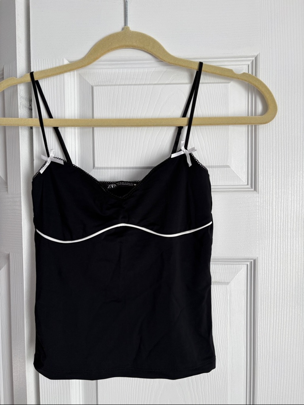 Zara Black Cami with White Piping